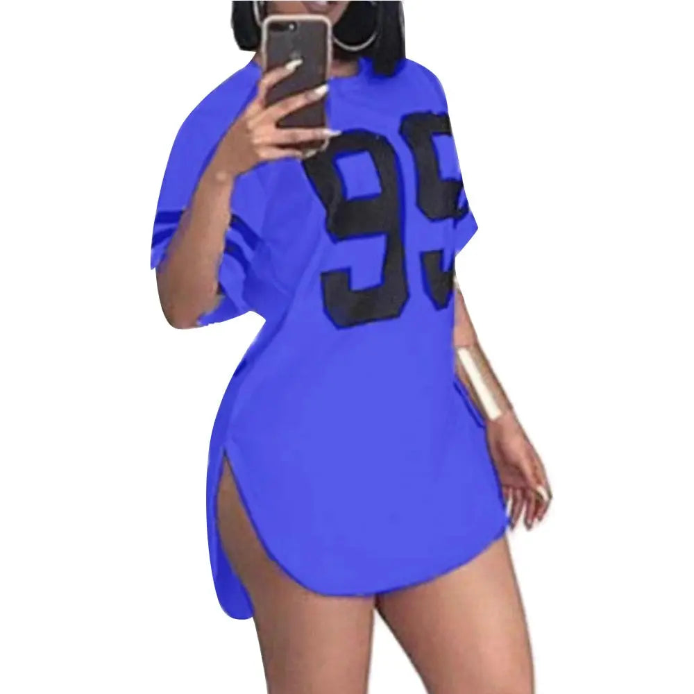 graphic tee Women 95 Letter Print Tops Summer Split Short Sleeve Korean Style Tshirts nowadaysfashion