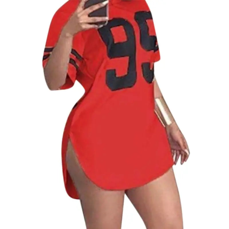 graphic tee Women 95 Letter Print Tops Summer Split Short Sleeve Korean Style Tshirts nowadaysfashion