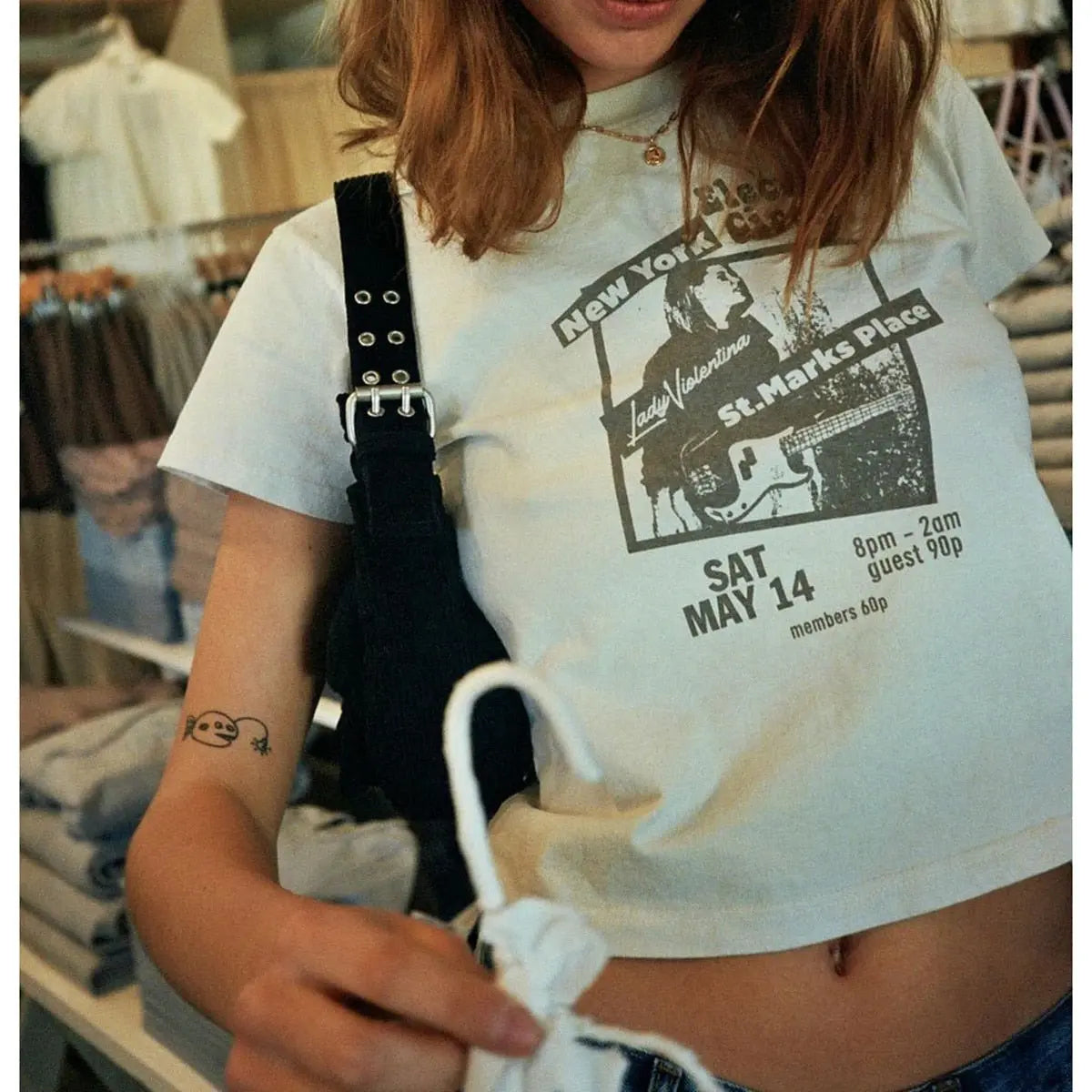 Guitar Crop Top Women Summer Round Neck Short Sleeve Cotton T Shirt Casual Streetwear Tshirt - Blade & Thread