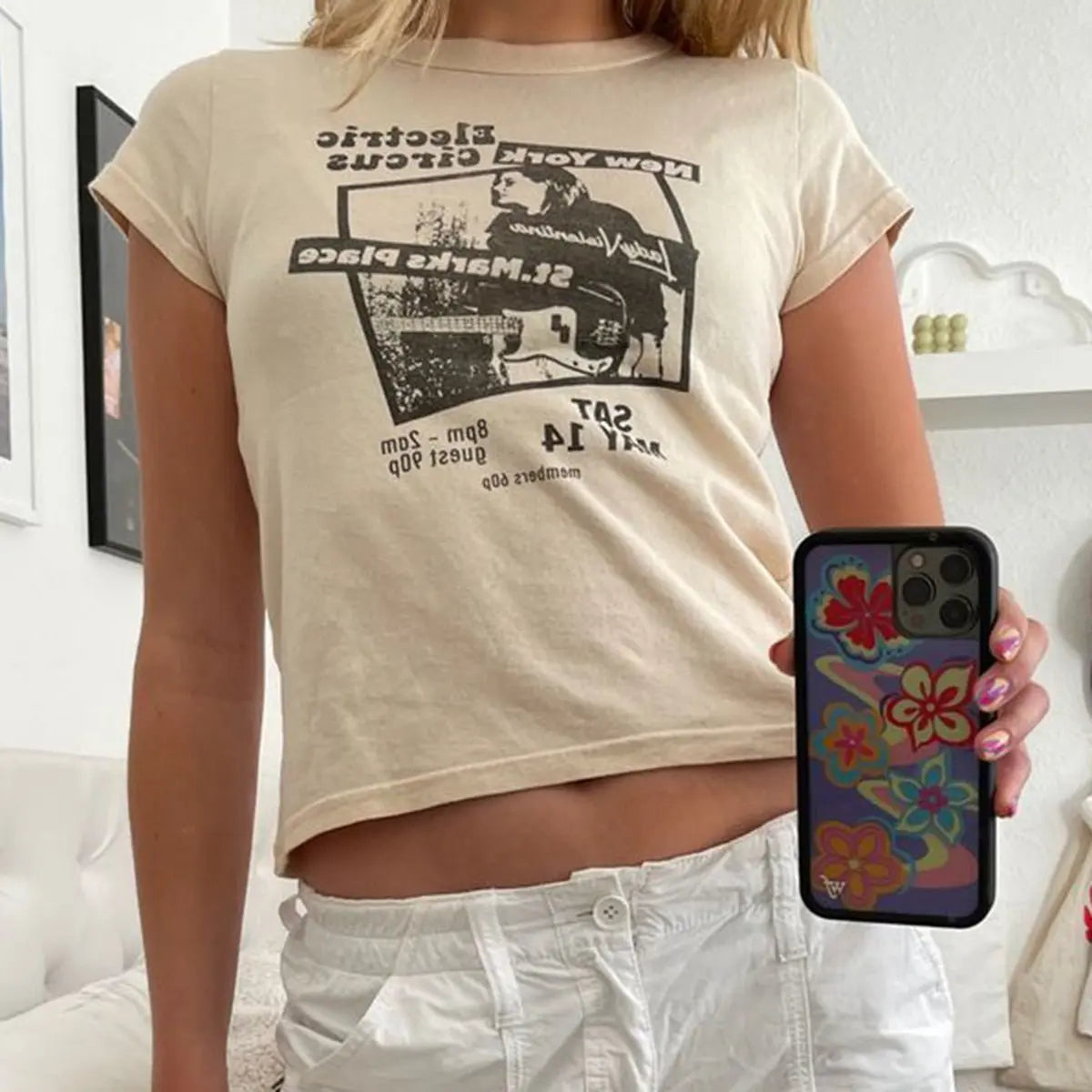 Guitar Crop Top Women Summer Round Neck Short Sleeve Cotton T Shirt Casual Streetwear Tshirt nowadaysfashion