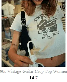 Guitar Crop Top Women Summer Round Neck Short Sleeve Cotton T Shirt Casual Streetwear Tshirt - Blade & Thread