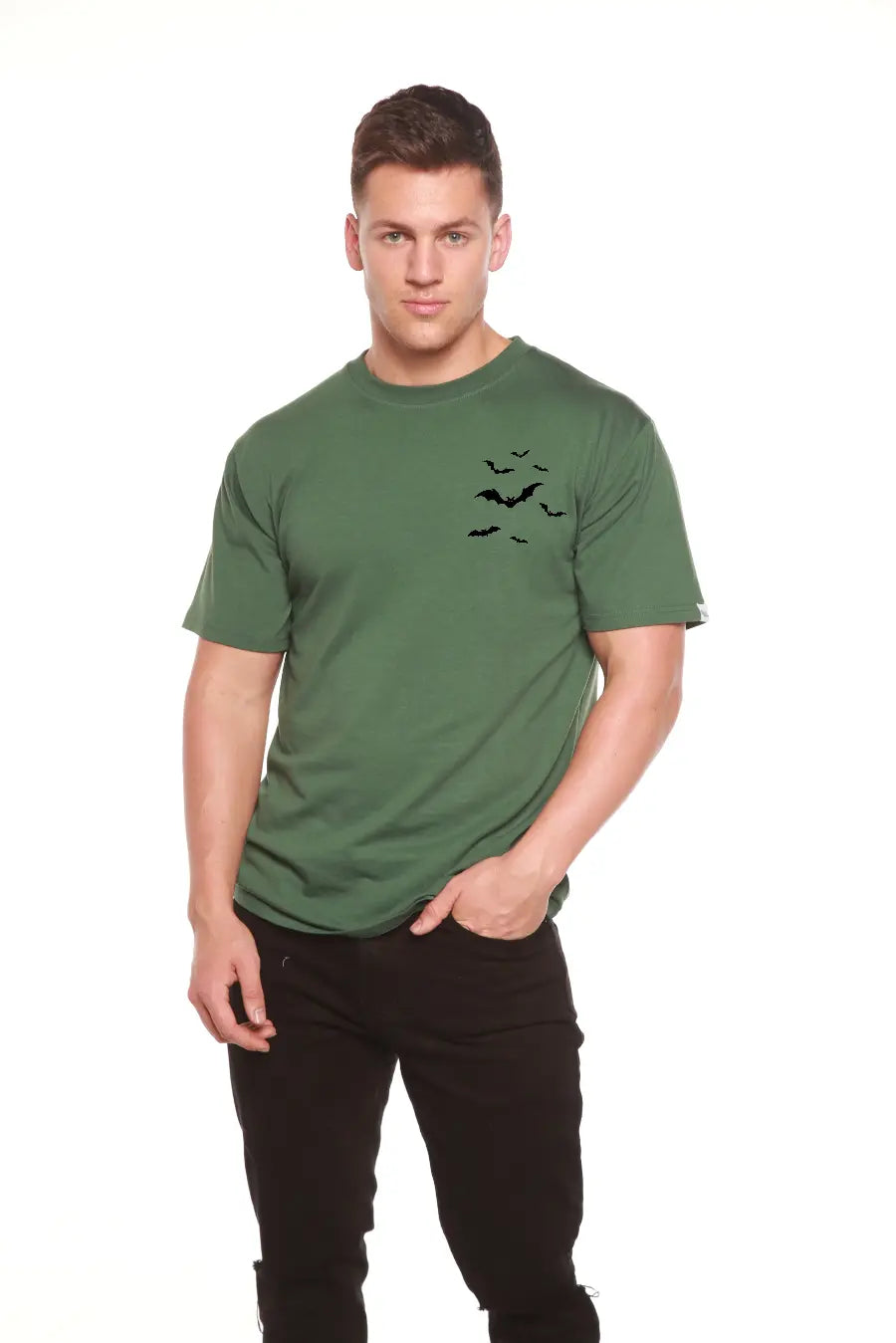 Halloween Bats Bamboo Viscose/Organic Cotton Short Sleeve Printed T-Shirt Spun Bamboo