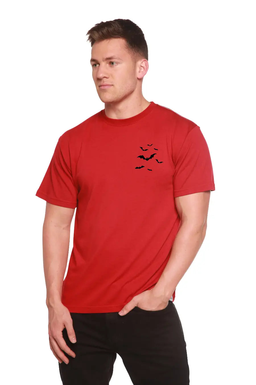 Halloween Bats Bamboo Viscose/Organic Cotton Short Sleeve Printed T-Shirt Spun Bamboo