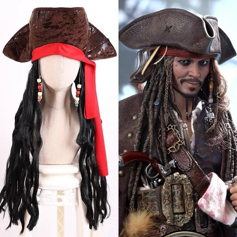 Halloween Captain Jack Sparrow hat wig nowadaysfashion