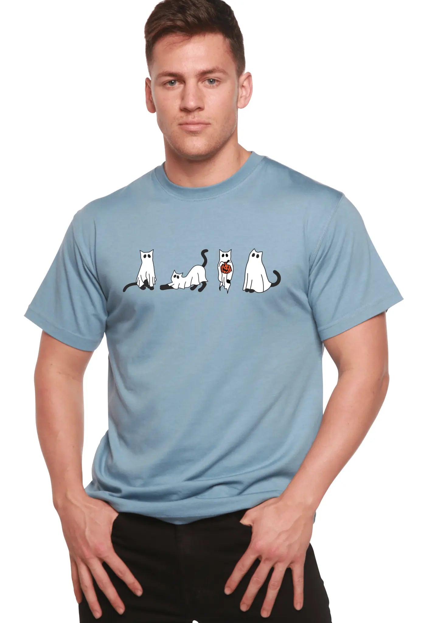 Halloween Cats Men's Bamboo Viscose/Organic Cotton Short Sleeve Graphic T-Shirt - Blade & Thread