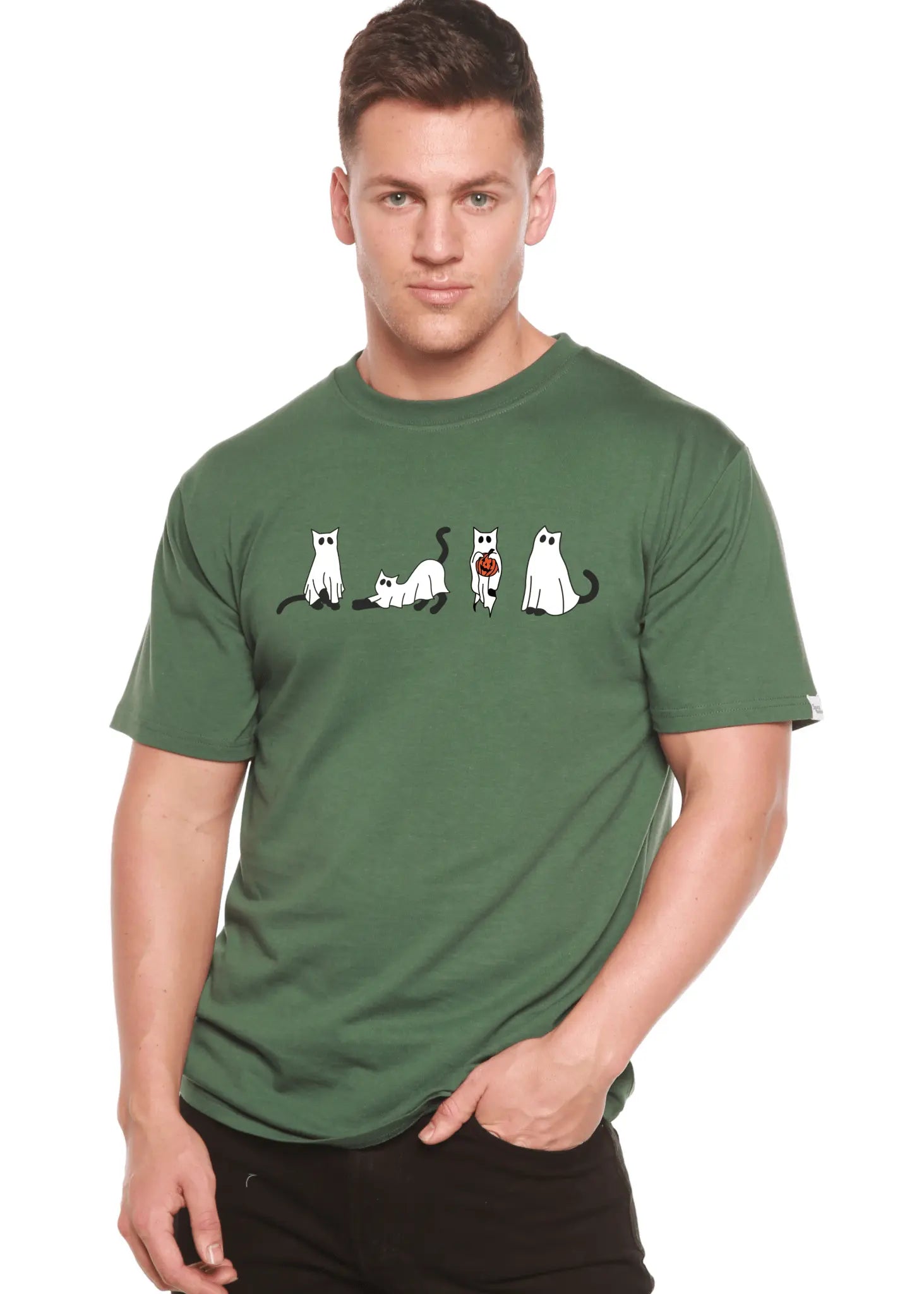 Halloween Cats Men's Bamboo Viscose/Organic Cotton Short Sleeve Graphic T-Shirt - Blade & Thread