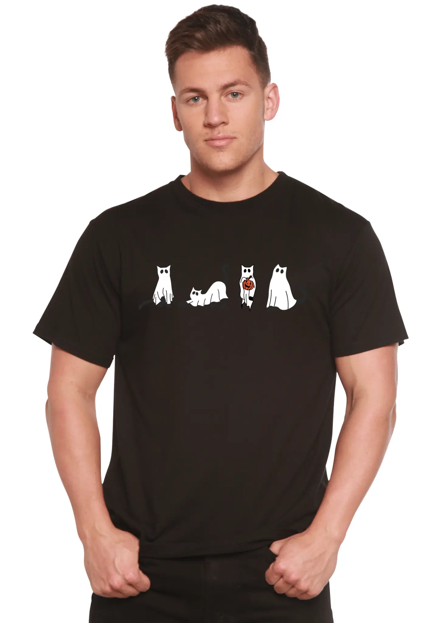 Halloween Cats Men's Bamboo Viscose/Organic Cotton Short Sleeve Graphic T-Shirt - Blade & Thread