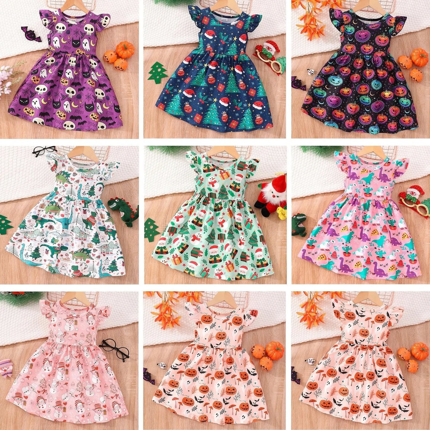 Halloween Christmas children's clothing print dresses - Blade & Thread