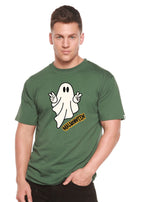 Halloween Ghost Unisex Bamboo Viscose/Organic Cotton Short Sleeve Graphic T-Shirt Spun Bamboo