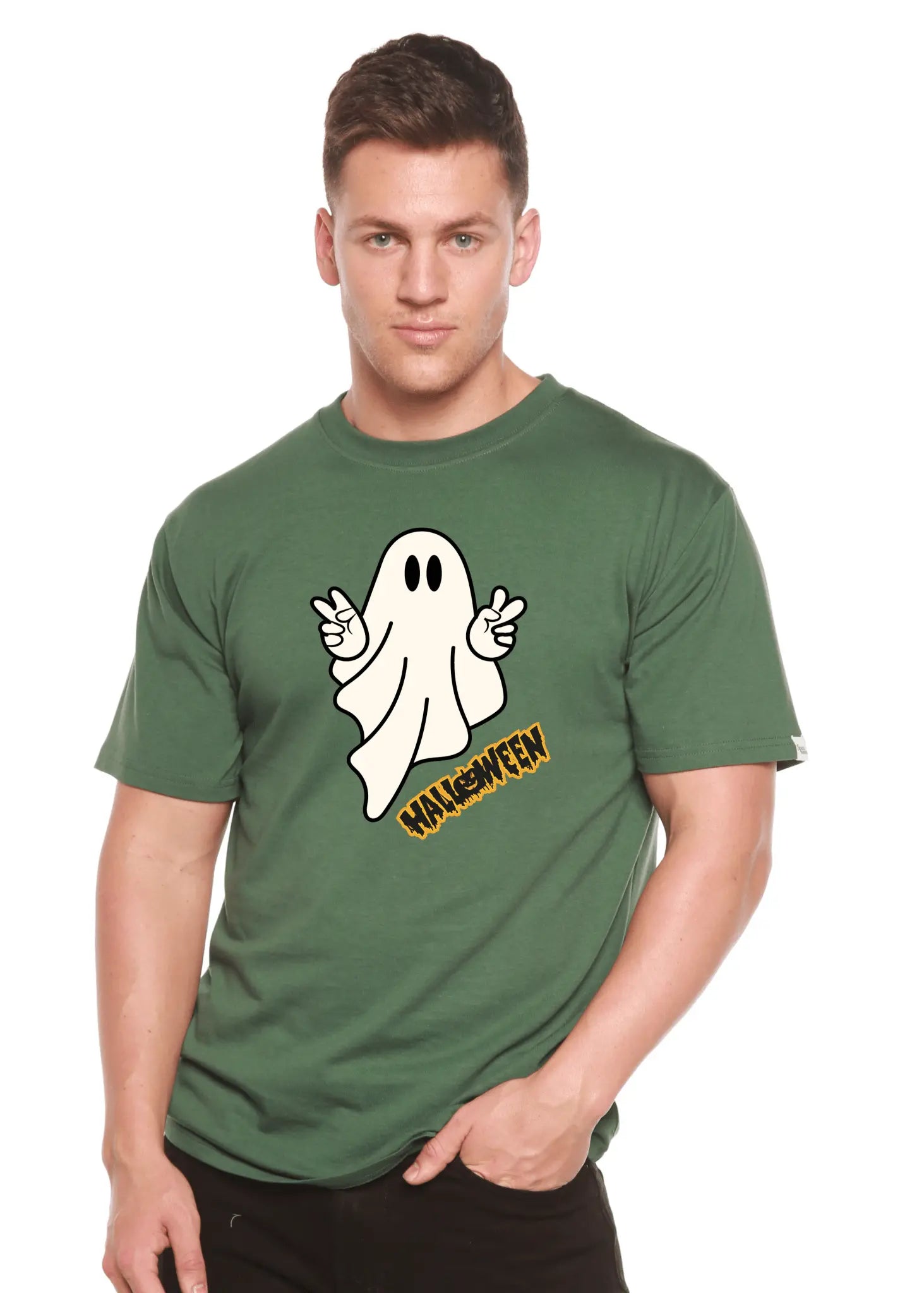Halloween Ghost Unisex Bamboo Viscose/Organic Cotton Short Sleeve Graphic T-Shirt - Blade & Thread