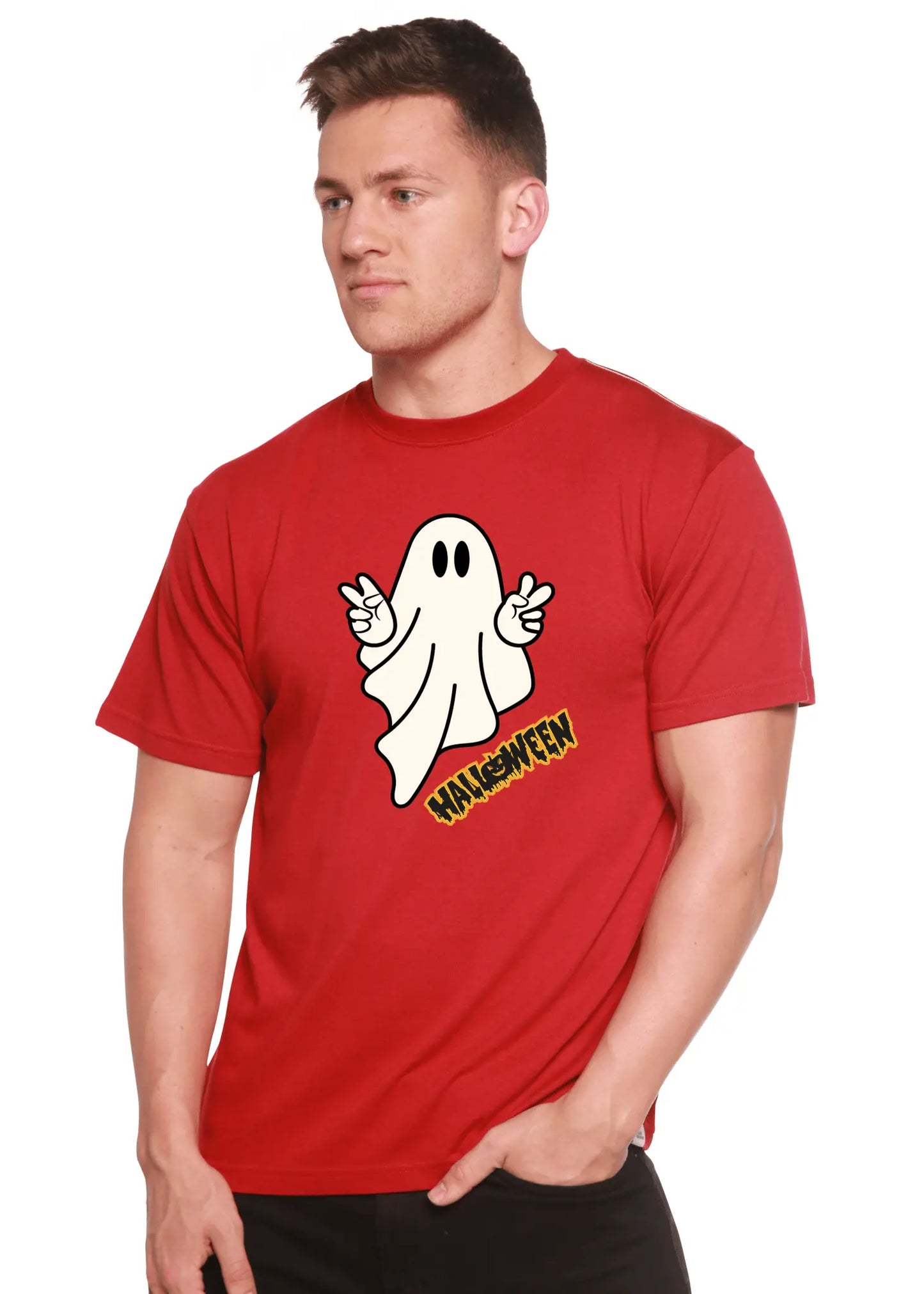 Halloween Ghost Unisex Bamboo Viscose/Organic Cotton Short Sleeve Graphic T-Shirt - Blade & Thread