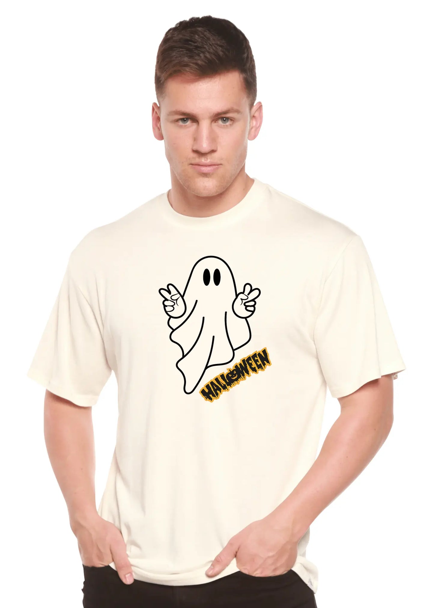 Halloween Ghost Unisex Bamboo Viscose/Organic Cotton Short Sleeve Graphic T-Shirt - Blade & Thread