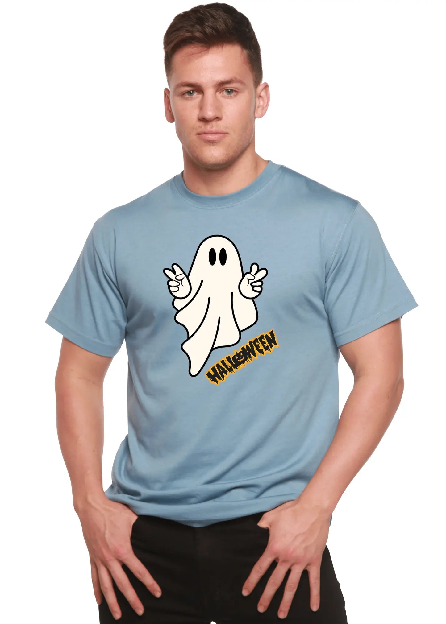 Halloween Ghost Unisex Bamboo Viscose/Organic Cotton Short Sleeve Graphic T-Shirt - Blade & Thread