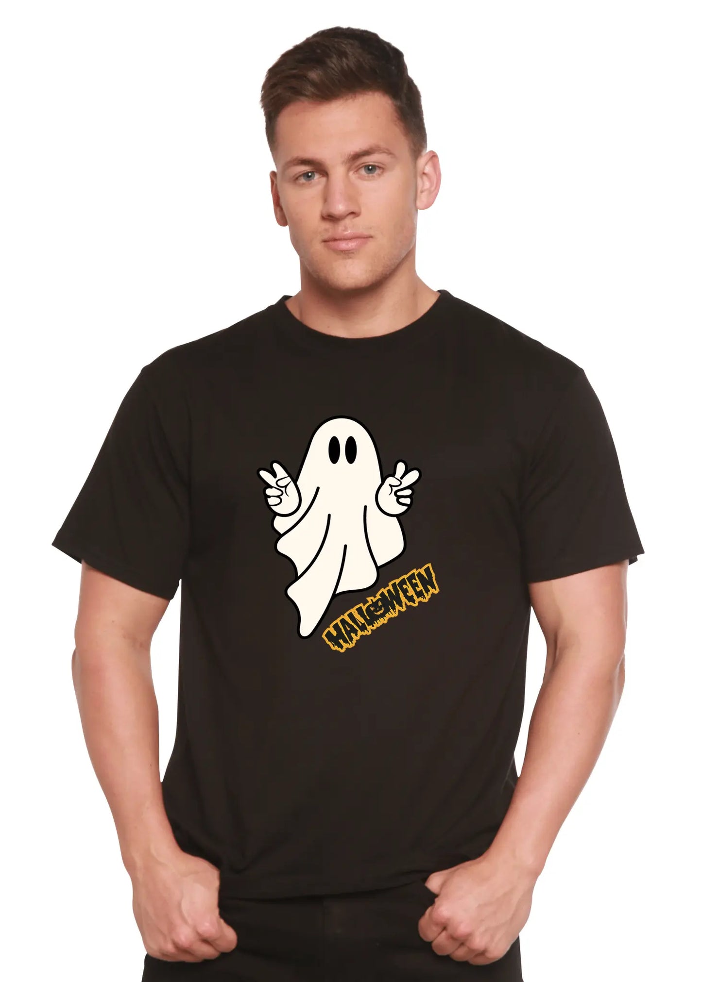 Halloween Ghost Unisex Bamboo Viscose/Organic Cotton Short Sleeve Graphic T-Shirt - Blade & Thread