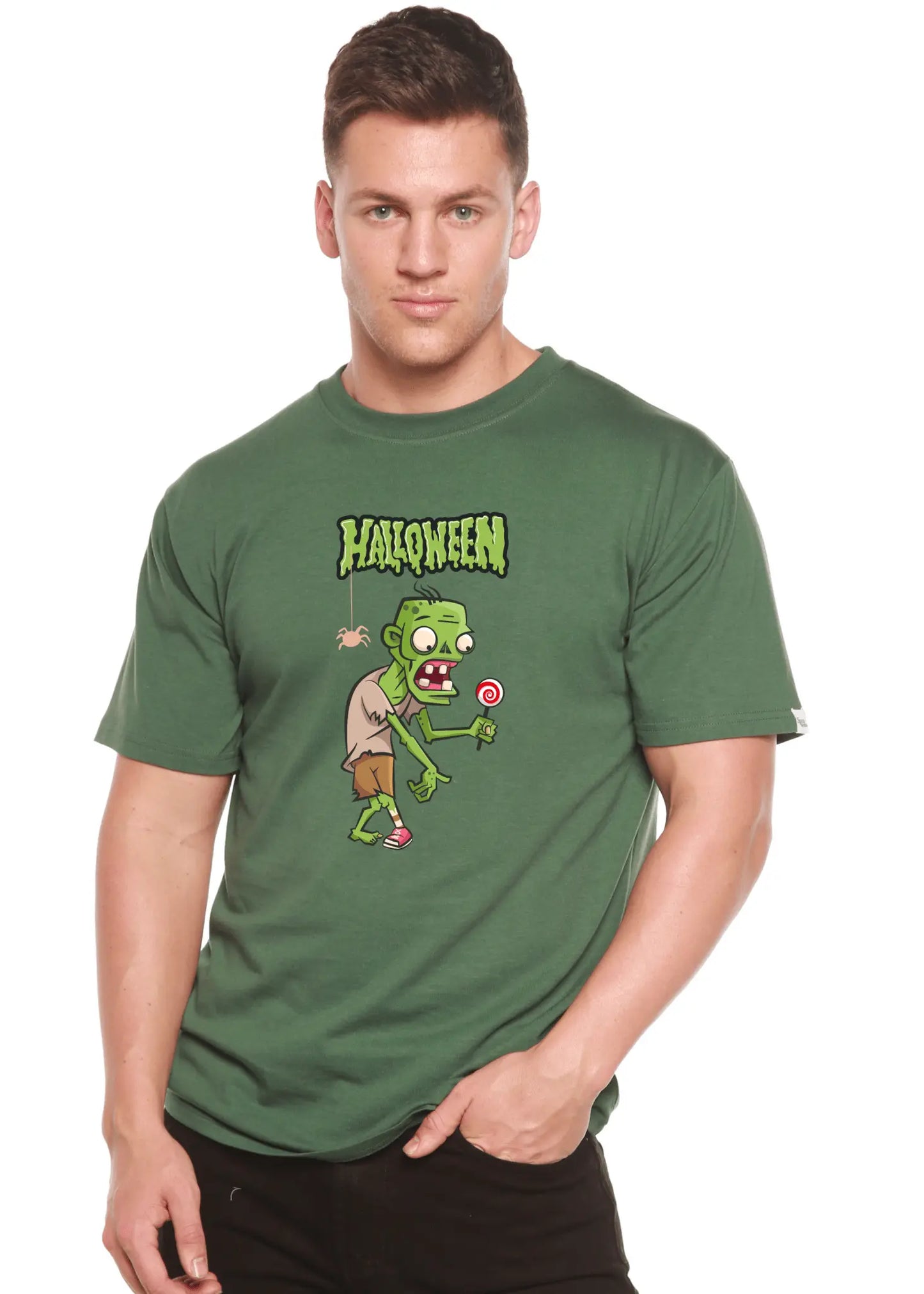 Halloween Green Monster Unisex Bamboo Viscose/Organic Cotton Short Sleeve Graphic T-Shirt - Blade & Thread