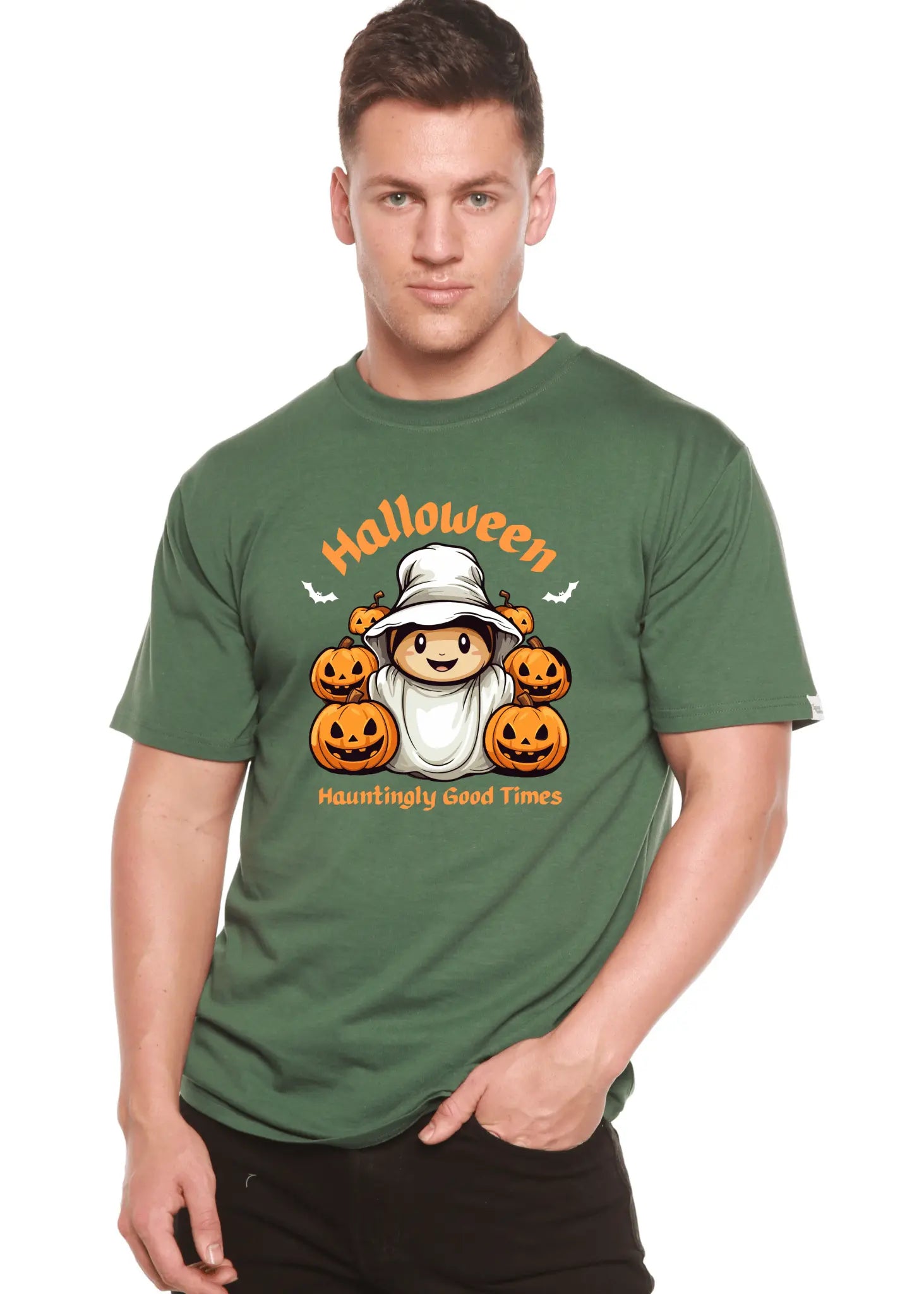 Halloween Hauntingly Good Times Day Men's Bamboo Viscose/Organic Cotton Short Sleeve Graphic T-Shirt - Blade & Thread