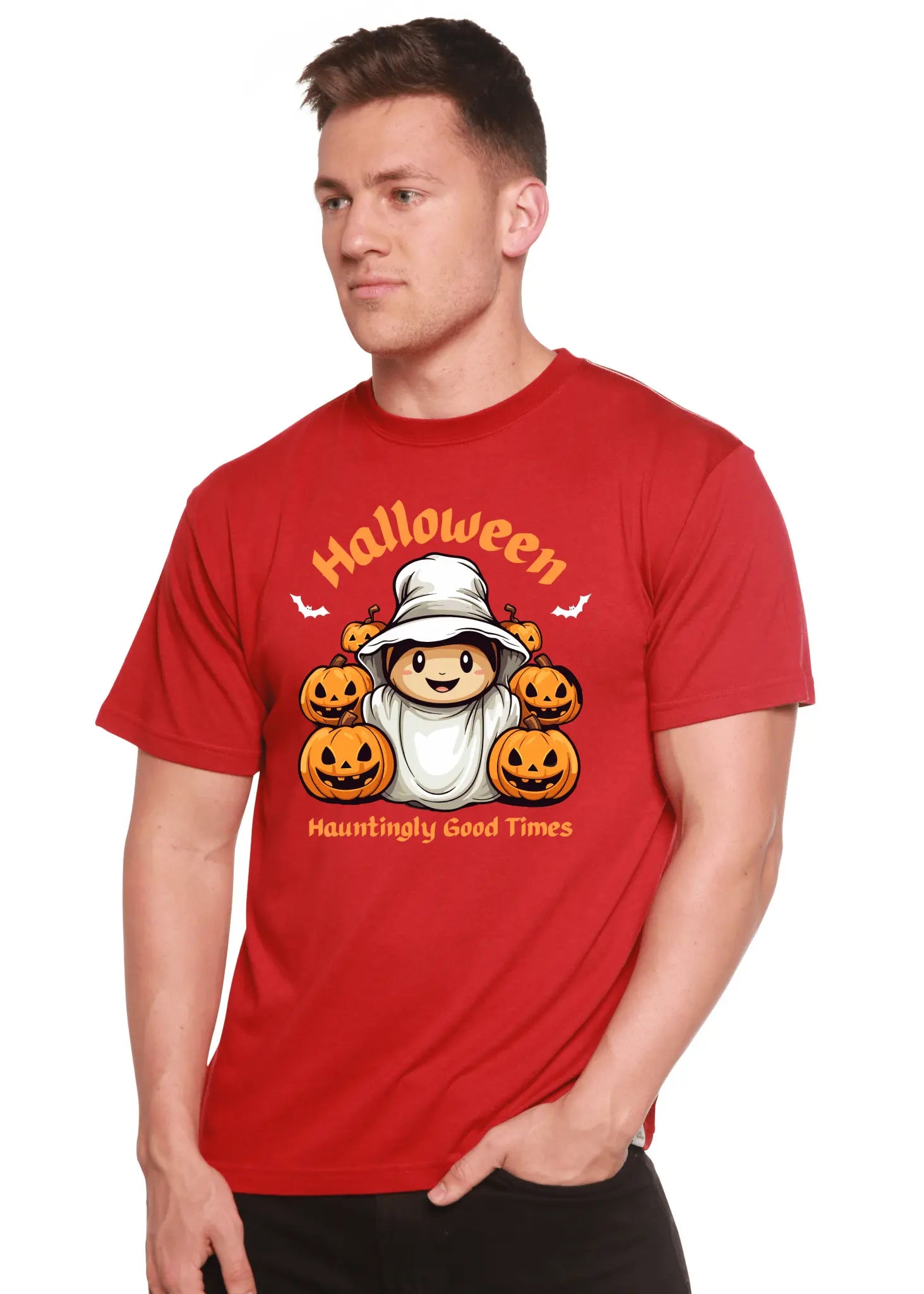 Halloween Hauntingly Good Times Day Men's Bamboo Viscose/Organic Cotton Short Sleeve Graphic T-Shirt - Blade & Thread