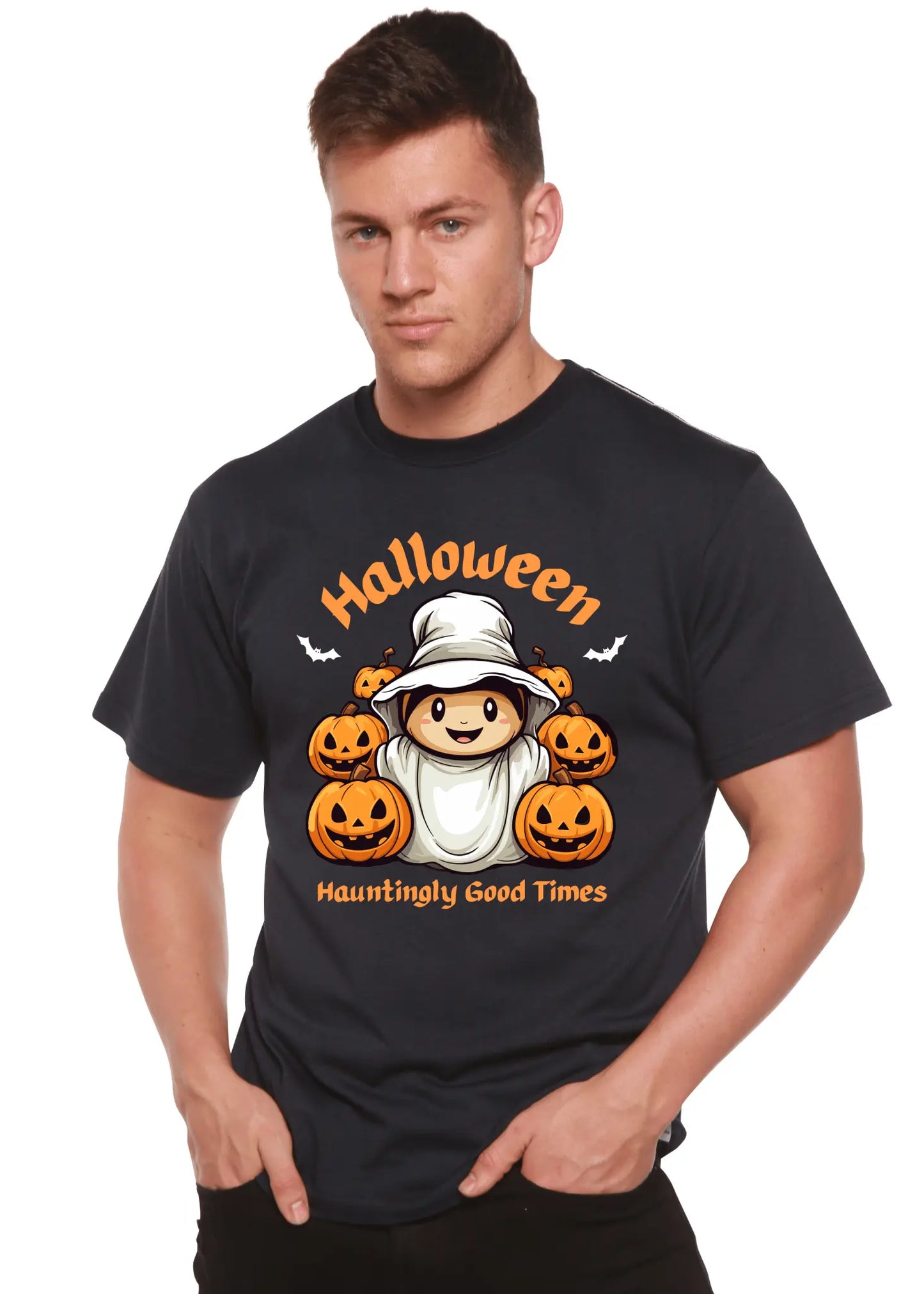Halloween Hauntingly Good Times Day Men's Bamboo Viscose/Organic Cotton Short Sleeve Graphic T-Shirt - Blade & Thread