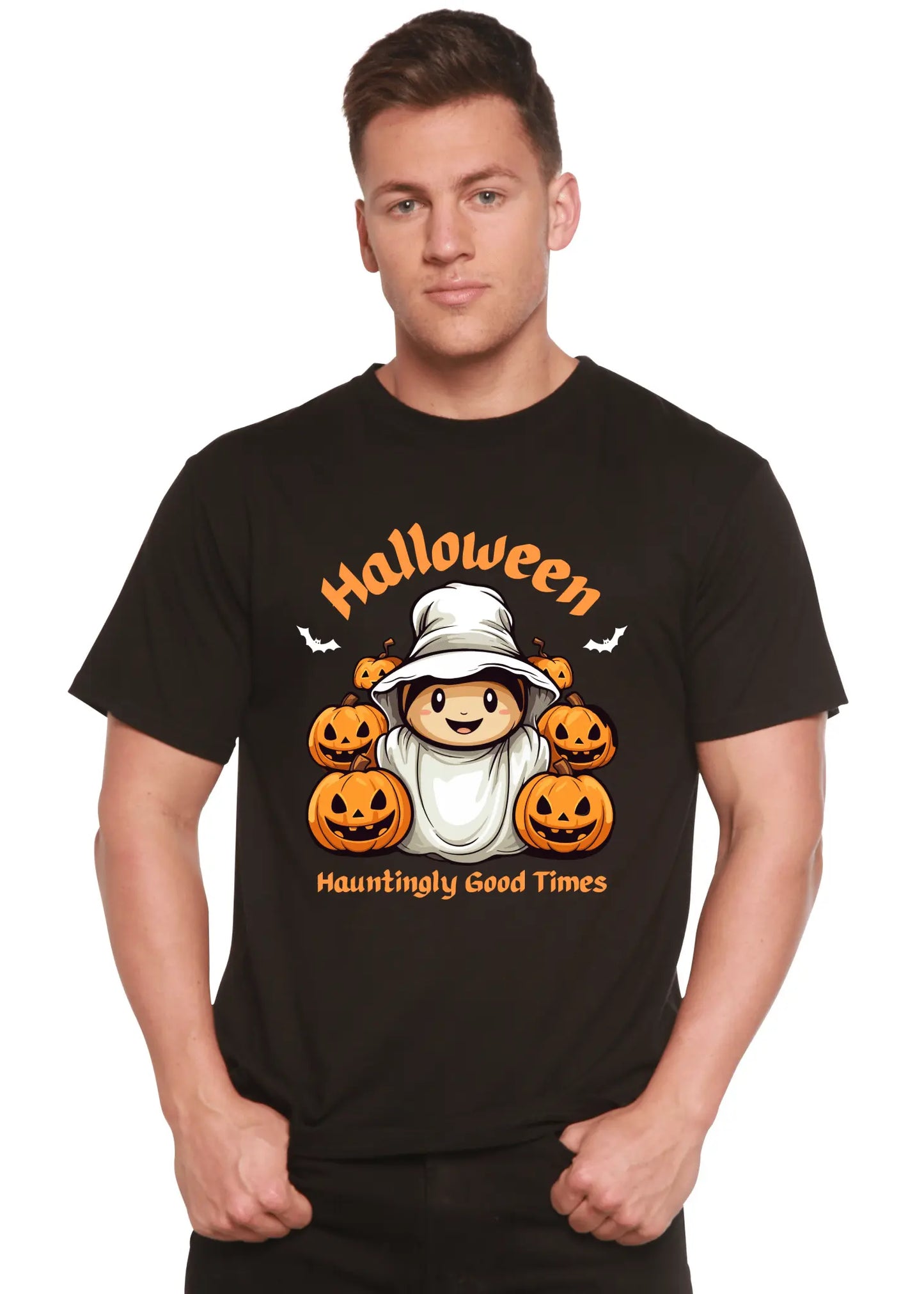 Halloween Hauntingly Good Times Day Men's Bamboo Viscose/Organic Cotton Short Sleeve Graphic T-Shirt - Blade & Thread