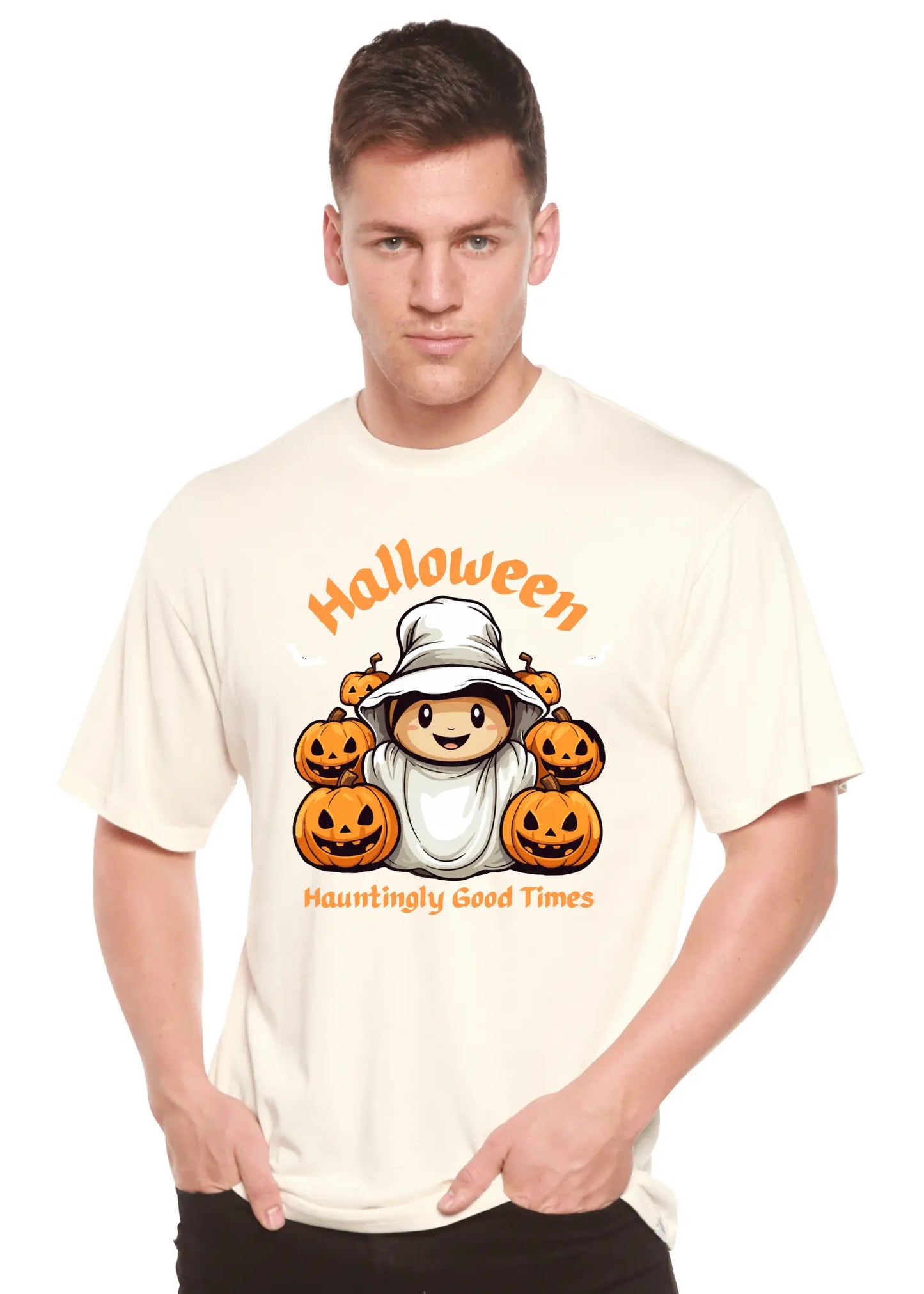 Halloween Hauntingly Good Times Day Men's Bamboo Viscose/Organic Cotton Short Sleeve Graphic T-Shirt - Blade & Thread