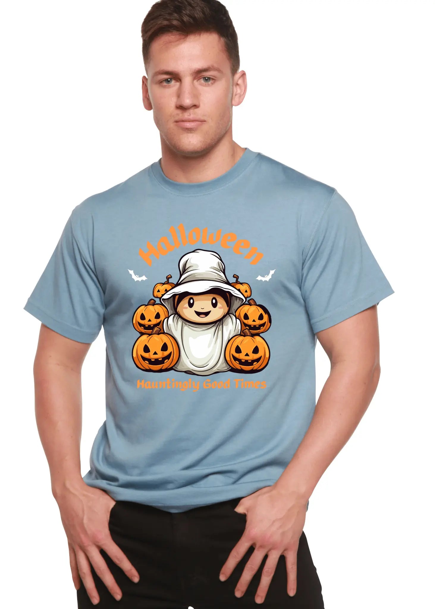 Halloween Hauntingly Good Times Day Men's Bamboo Viscose/Organic Cotton Short Sleeve Graphic T-Shirt - Blade & Thread