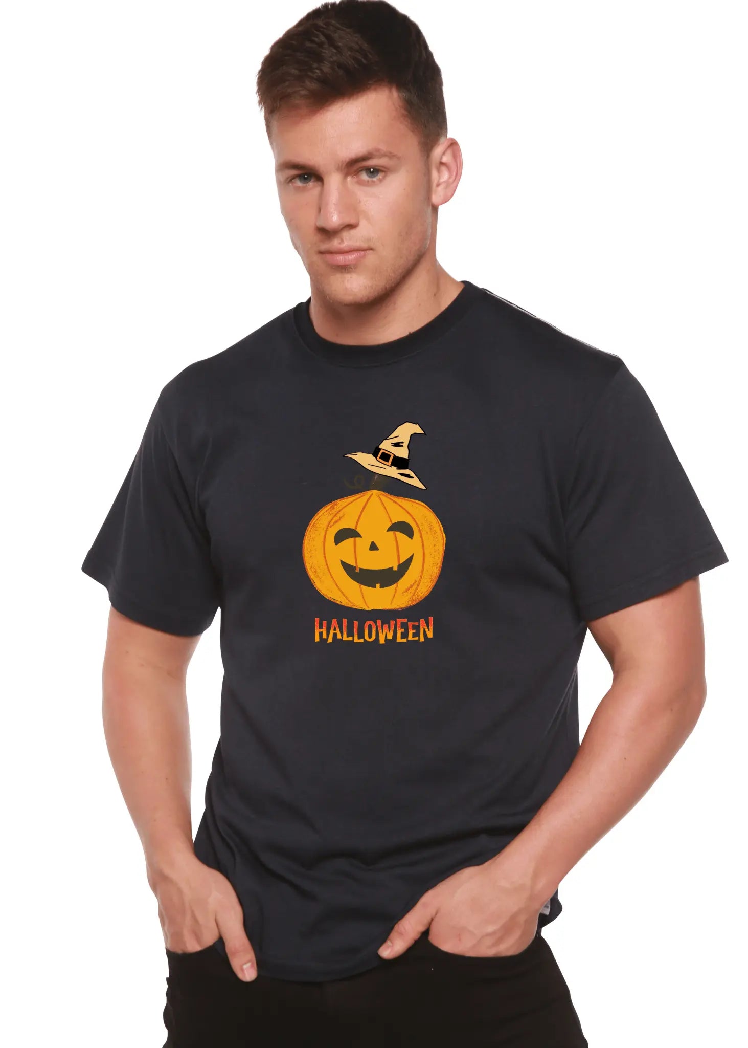 Halloween Pumpkin Unisex Bamboo Viscose/Organic Cotton Short Sleeve Graphic T-Shirt - Blade & Thread