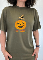 Halloween Pumpkin Unisex Bamboo Viscose/Organic Cotton Short Sleeve Graphic T-Shirt Spun Bamboo