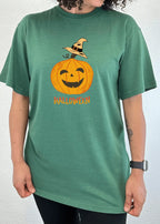 Halloween Pumpkin Unisex Bamboo Viscose/Organic Cotton Short Sleeve Graphic T-Shirt Spun Bamboo