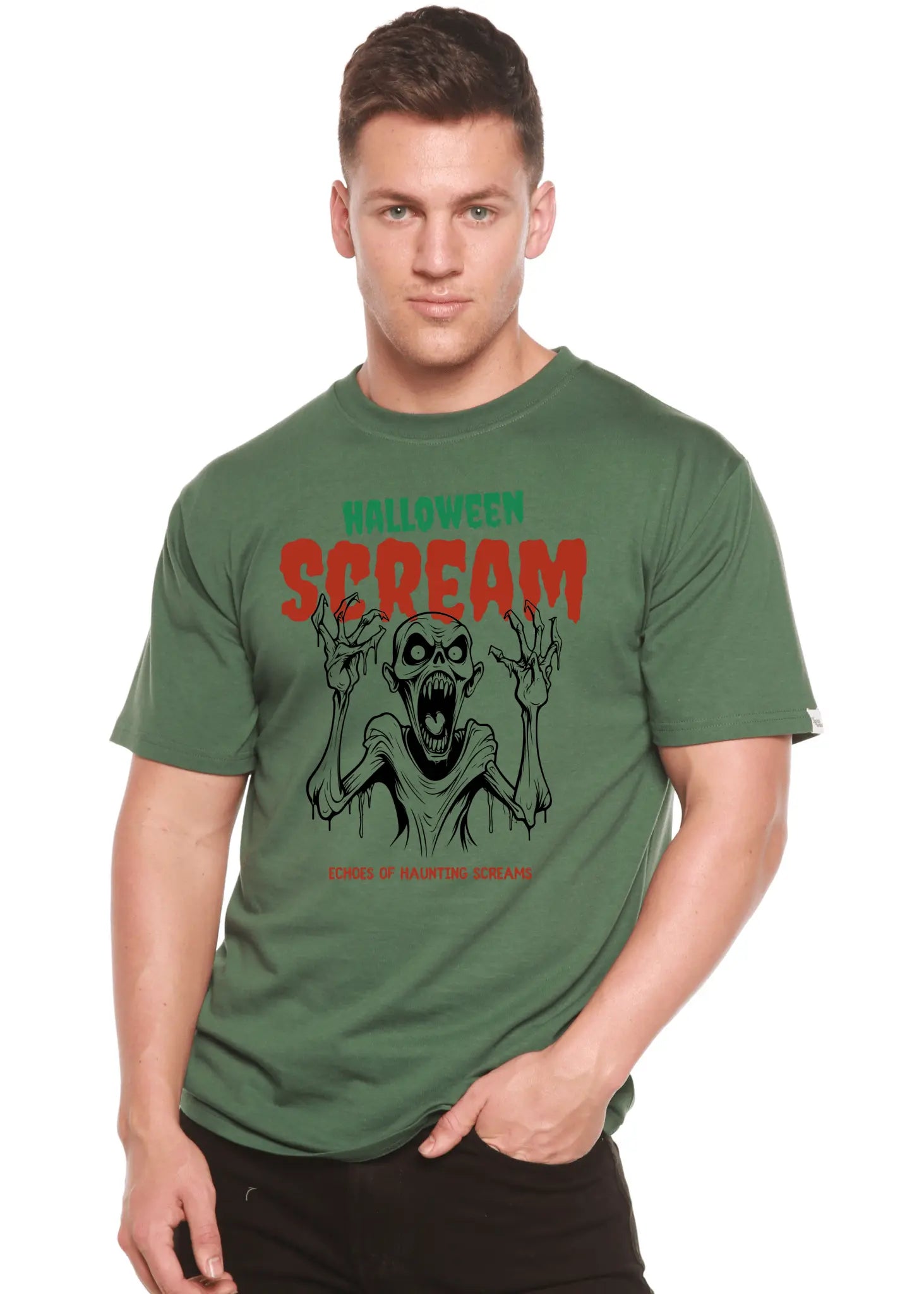 Halloween Scream Men's Bamboo Viscose/Organic Cotton Short Sleeve Graphic T-Shirt - Blade & Thread
