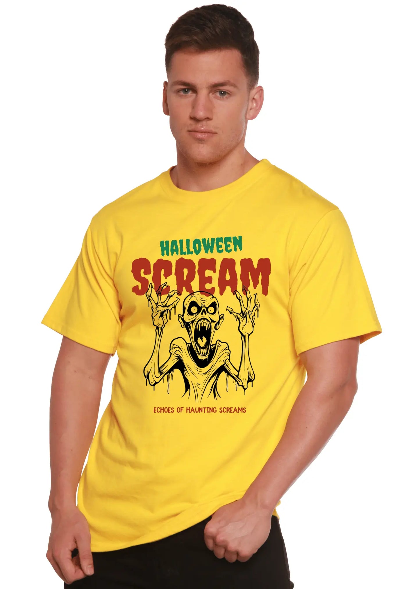 Halloween Scream Men's Bamboo Viscose/Organic Cotton Short Sleeve Graphic T-Shirt - Blade & Thread