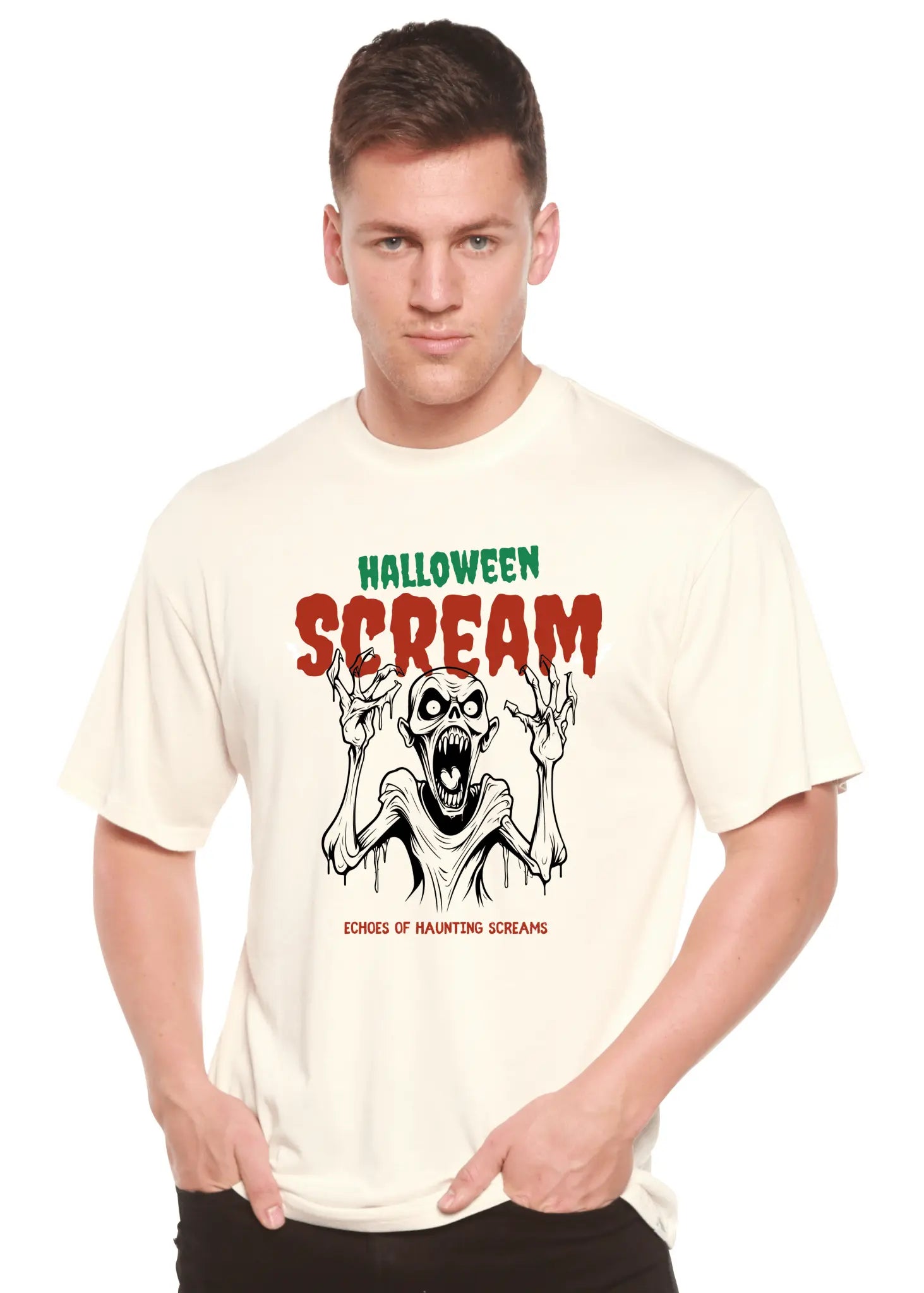 Halloween Scream Men's Bamboo Viscose/Organic Cotton Short Sleeve Graphic T-Shirt - Blade & Thread
