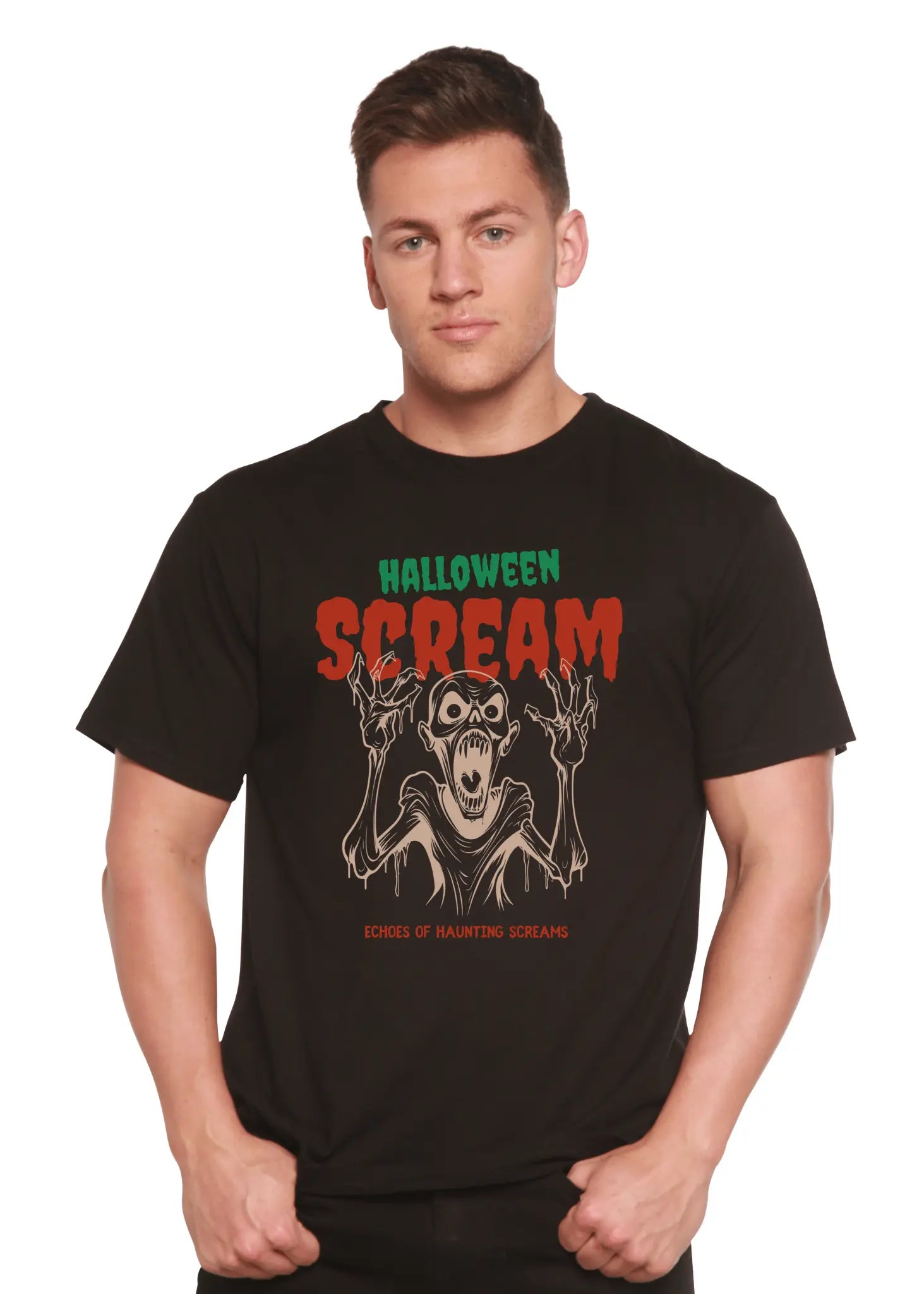 Halloween Scream Men's Bamboo Viscose/Organic Cotton Short Sleeve Graphic T-Shirt - Blade & Thread