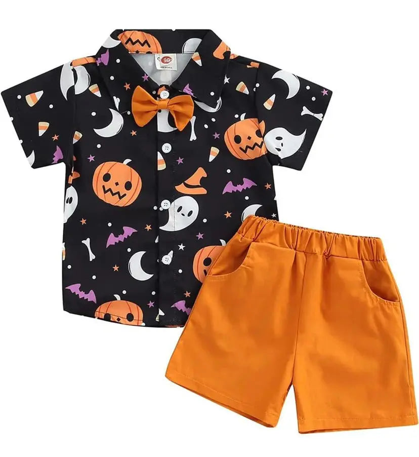 Halloween shirt shorts pumpkin suit - Blade & Thread