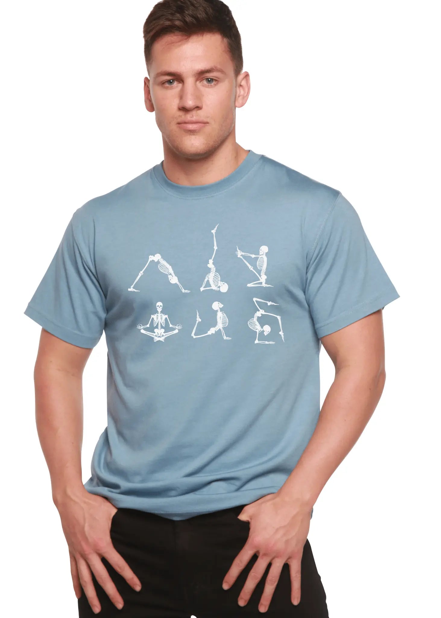 Halloween Skeleton Namaste Men's Bamboo Viscose/Organic Cotton Short Sleeve Graphic T-Shirt - Blade & Thread