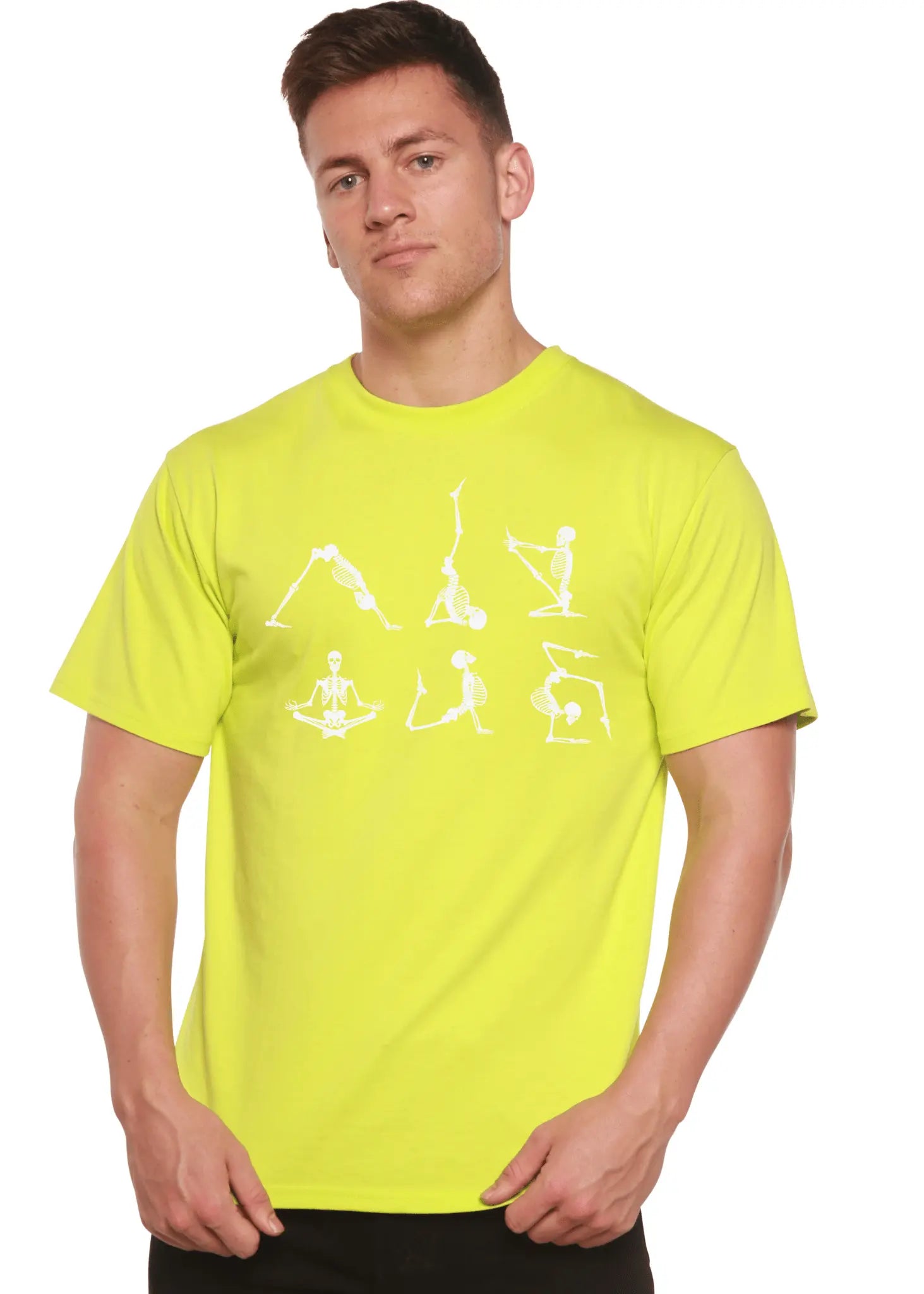 Halloween Skeleton Namaste Men's Bamboo Viscose/Organic Cotton Short Sleeve Graphic T-Shirt - Blade & Thread