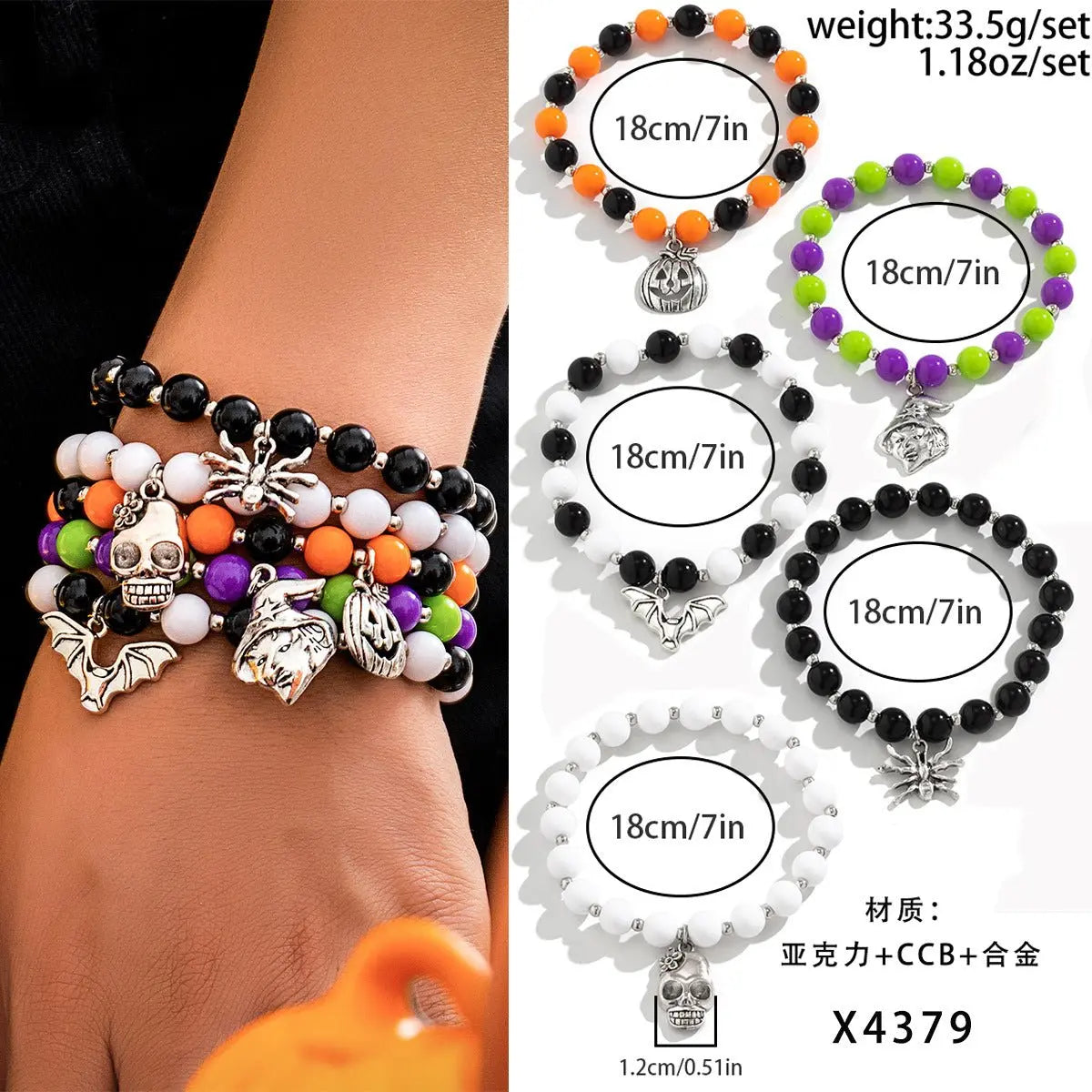 Halloween skull pumpkin bracelet set nowadaysfashion