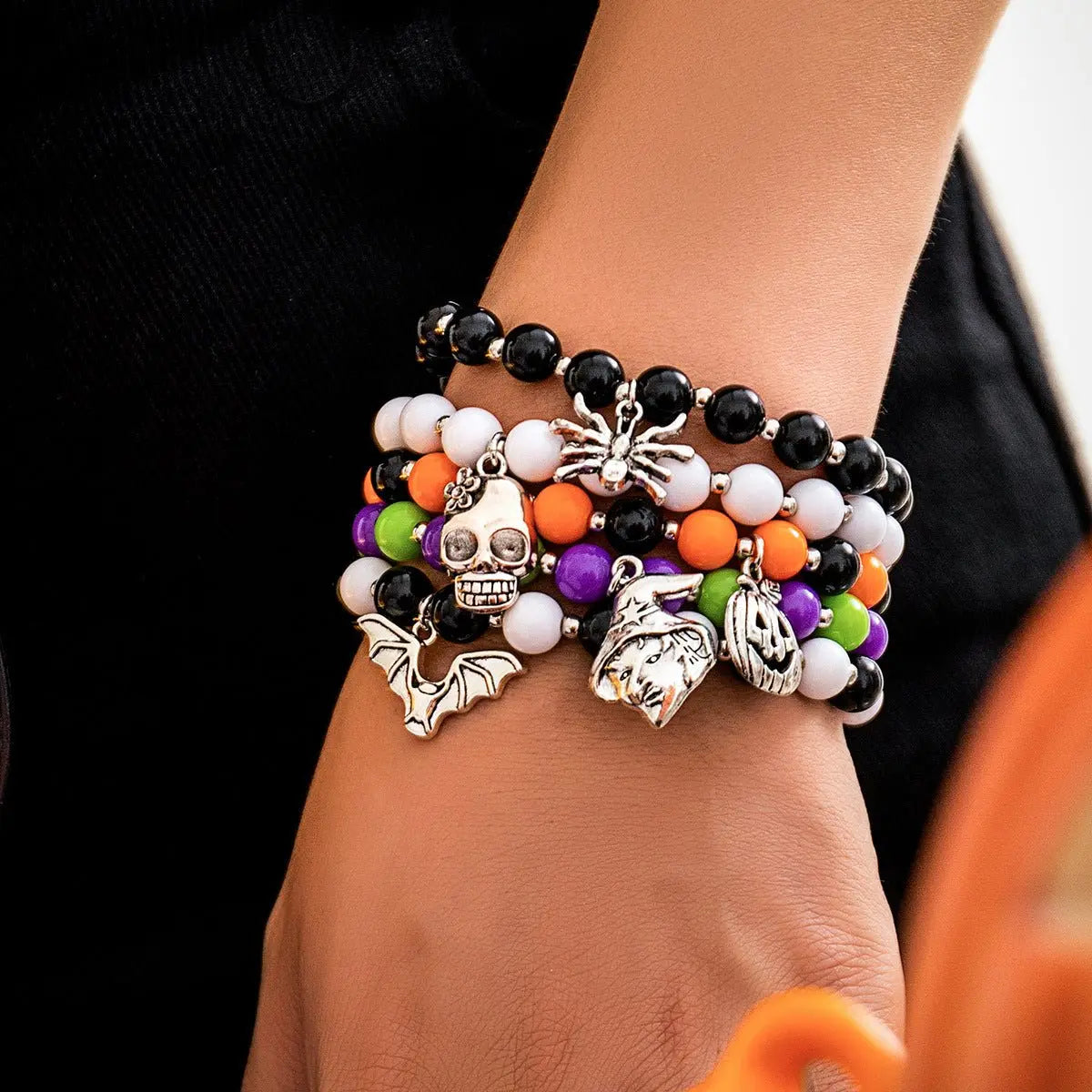 Halloween skull pumpkin bracelet set - Blade & Thread