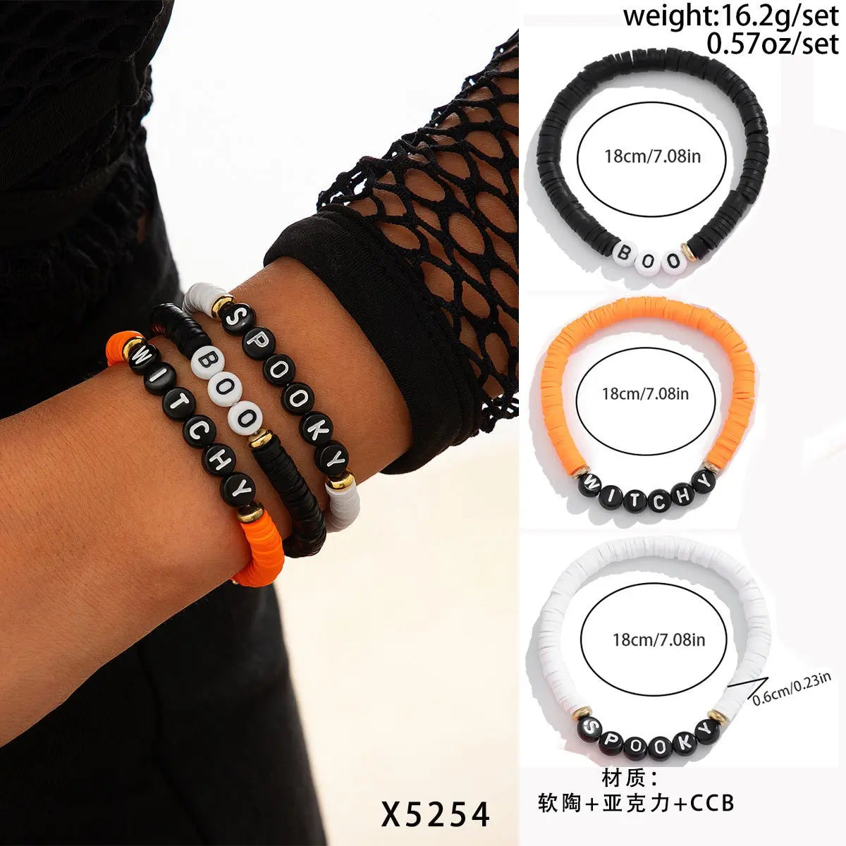 Halloween skull pumpkin bracelet set - Blade & Thread