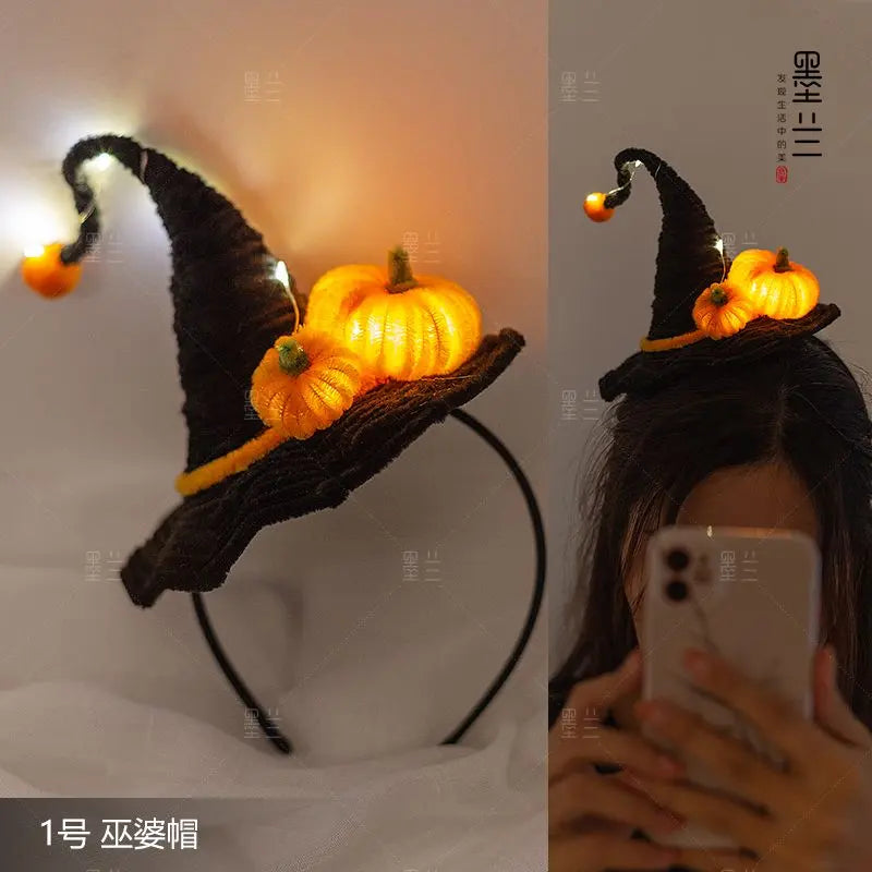 Halloween witch hat pumpkin lantern skull claws headband - Blade & Thread