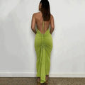 Halter Bandage Sleeveless Backless Shirring Draped Maxi Dress Sexy Streetwear nowadaysfashion