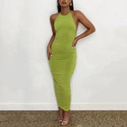 Halter Bandage Sleeveless Backless Shirring Draped Maxi Dress Sexy Streetwear nowadaysfashion