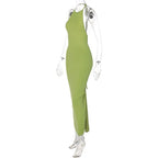 Halter Bandage Sleeveless Backless Shirring Draped Maxi Dress Sexy Streetwear nowadaysfashion