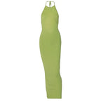 Halter Bandage Sleeveless Backless Shirring Draped Maxi Dress Sexy Streetwear nowadaysfashion