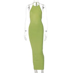 Halter Bandage Sleeveless Backless Shirring Draped Maxi Dress Sexy Streetwear nowadaysfashion