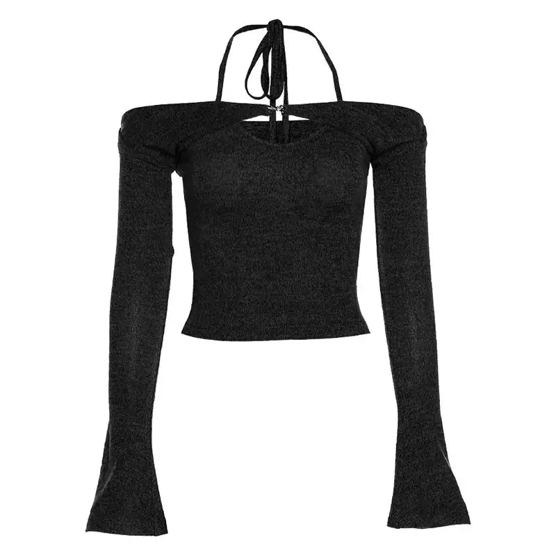 Halter Strapless T-shirt Women Sweet Sexy Off The Shoulder T-shirts Slim Two Piece Tops Woman - Blade & Thread