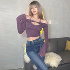 Halter Strapless T-shirt Women Sweet Sexy Off The Shoulder T-shirts Slim Two Piece Tops Woman nowadaysfashion