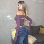 Halter Strapless T-shirt Women Sweet Sexy Off The Shoulder T-shirts Slim Two Piece Tops Woman nowadaysfashion