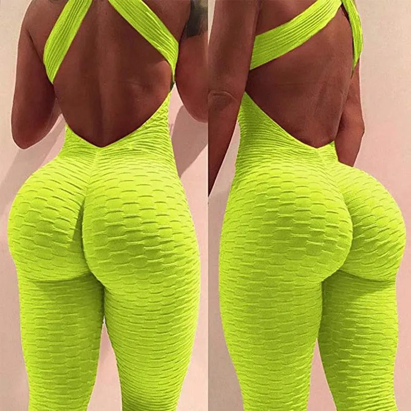 Halter Women Tracksuit Jumpsuit Play Suit Slim Sport Backless Running Sportswear Jumpsuit nowadaysfashion