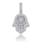 Hand Pendant Necklace With Tennis Chain Cuban chain Gold Silver Color Iced Out Hip Hop Rock Jewelry nowadaysfashion