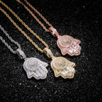 Hand Pendant Necklace With Tennis Chain Cuban chain Gold Silver Color Iced Out Hip Hop Rock Jewelry nowadaysfashion